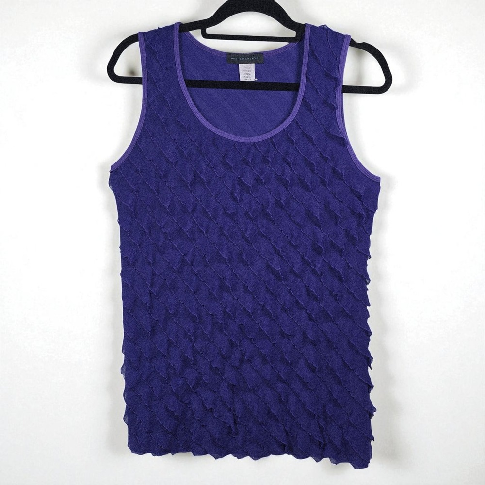 American City Wear‎ Purple Ruffle Tiered Sleeveless Tank Top Woman Extra Large